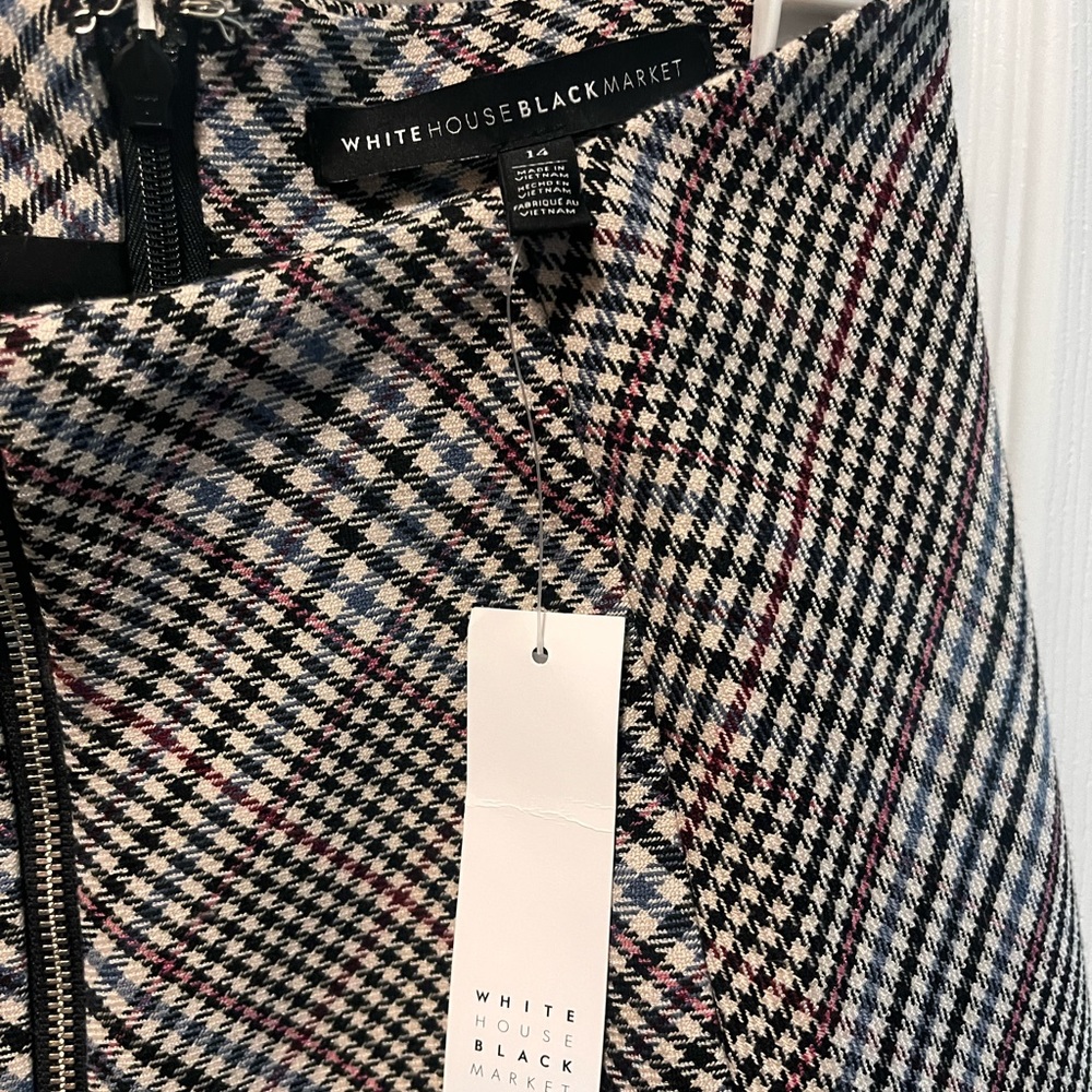 White House Black Market NWT houndstooth plaid skirt